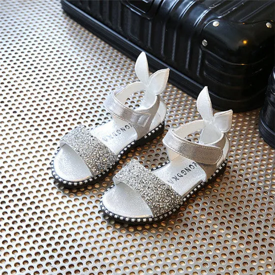 Bling Shiny Rhinestone Girls Sandals With Rabbit Ear