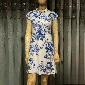 Blue White Porcelain Print Qipao Dress