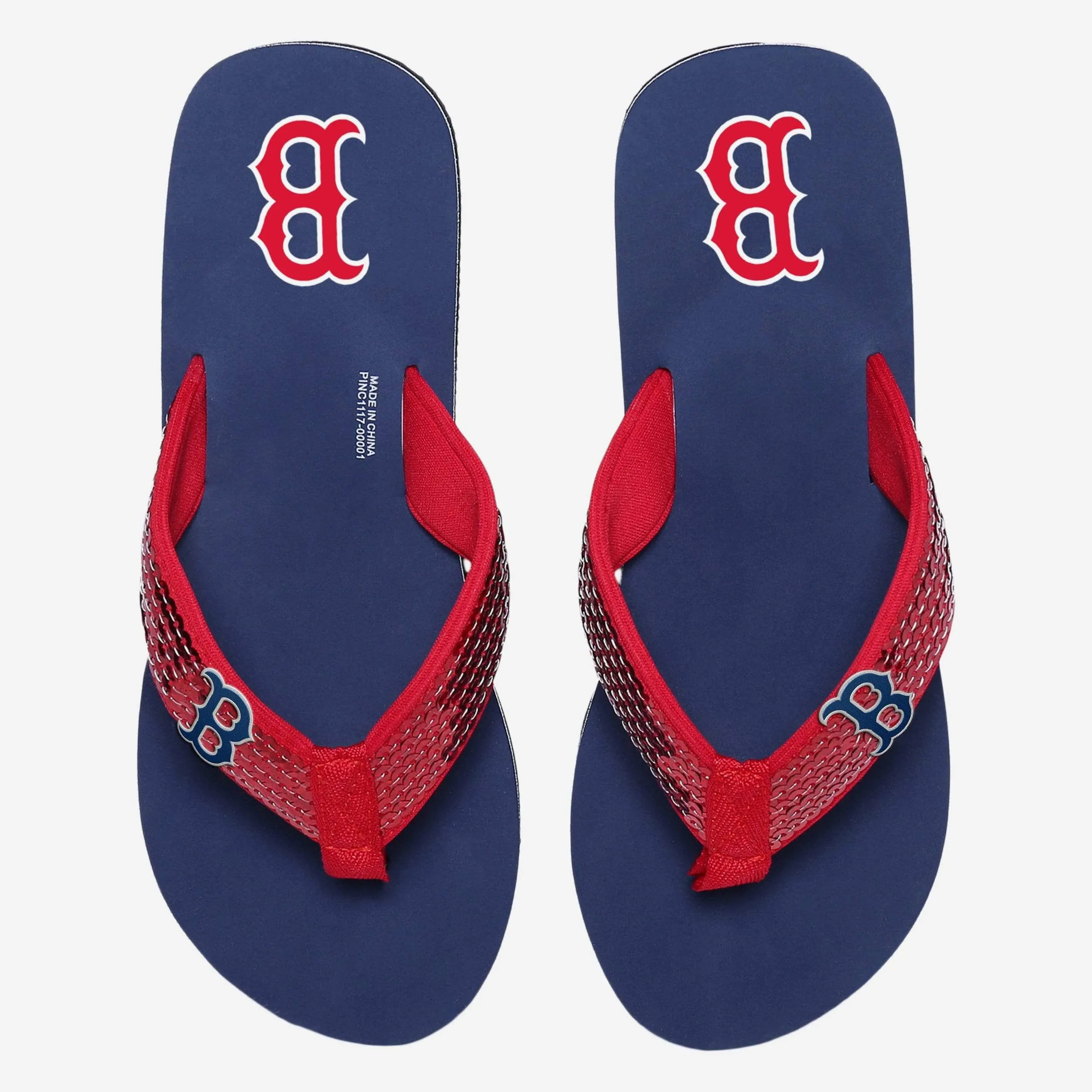 Boston Red Sox Womens Sequin Flip Flop