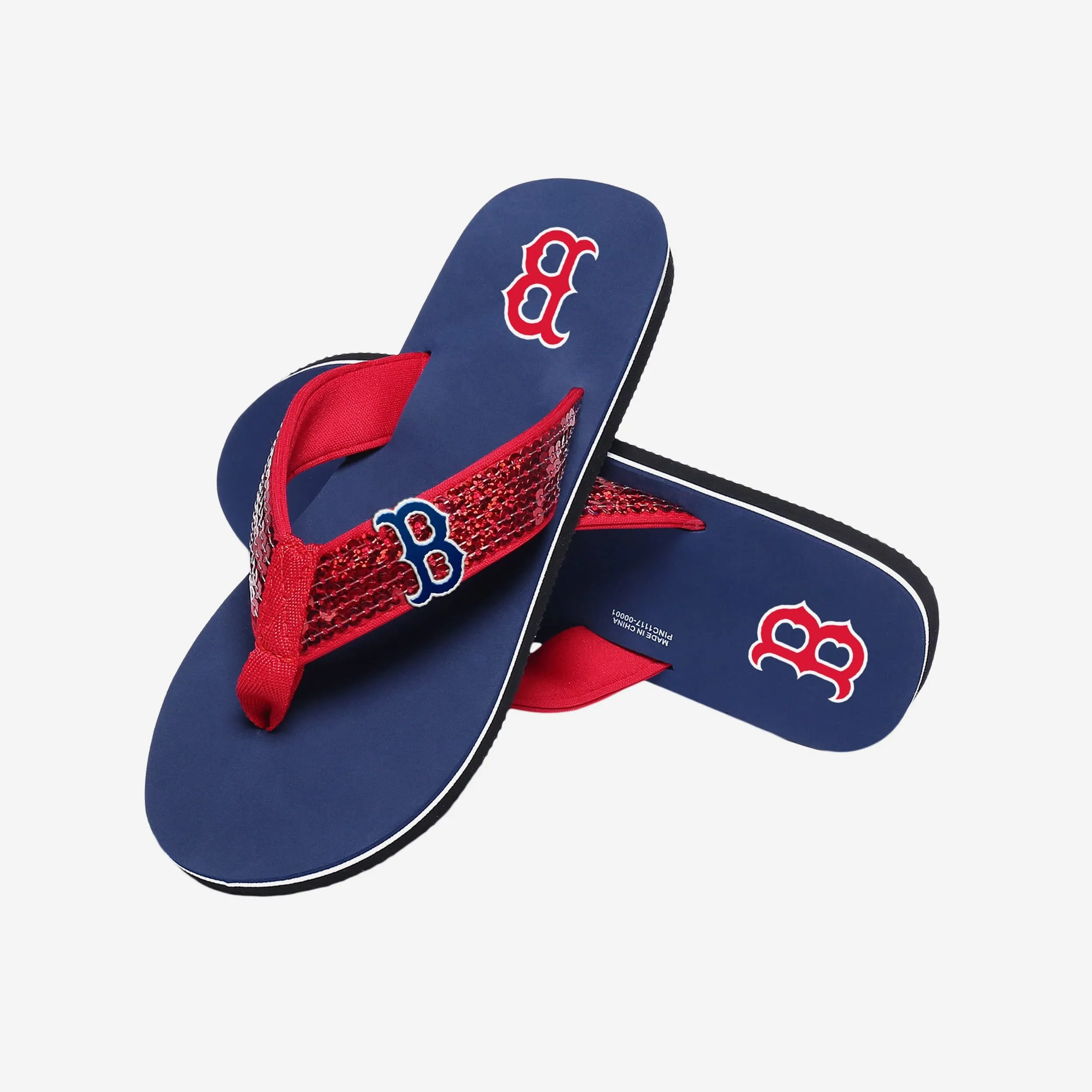 Boston Red Sox Womens Sequin Flip Flop