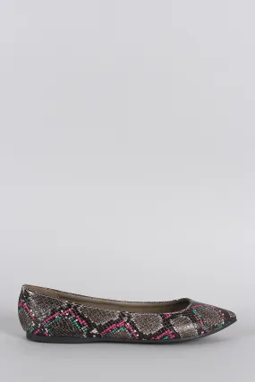 Breckelle Python Pointy Toe Ballet Flat