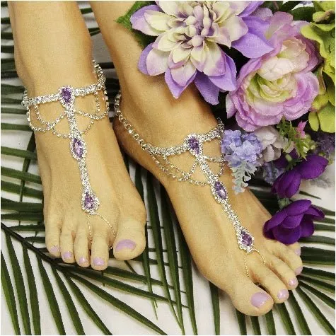 BRIDE  wedding barefoot sandals - lavender