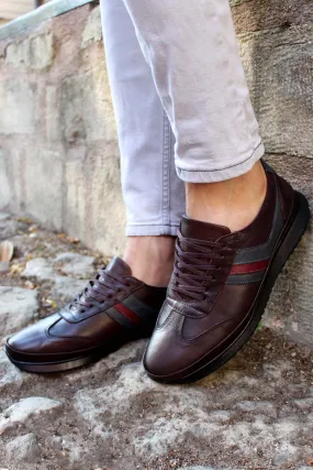 Brown Leather Stripe Sneakers Wessi