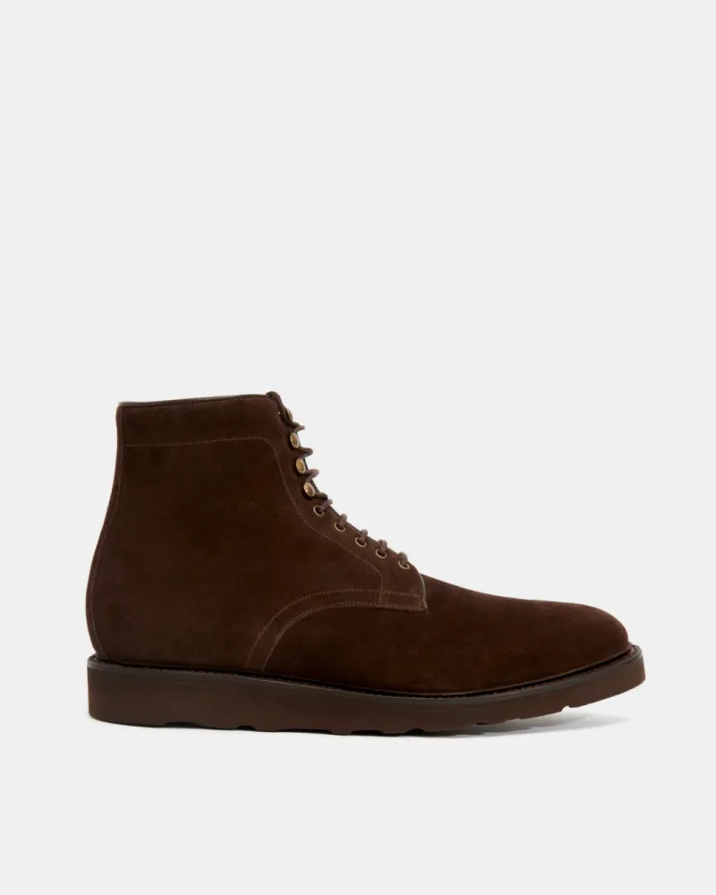 Brown Suede Plain-Toe Boot