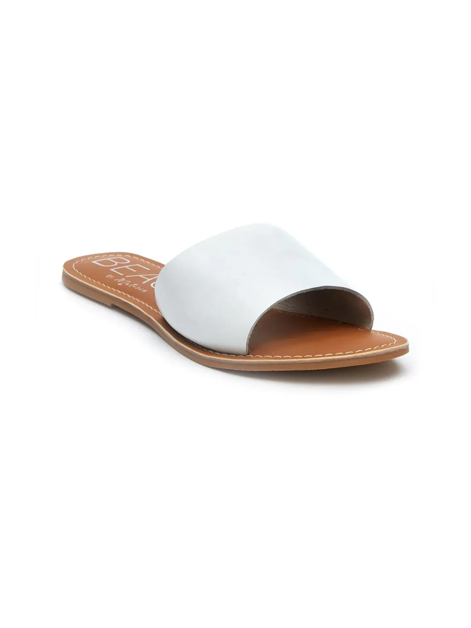 Cabana Slides in White Leather