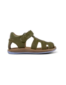 Camper: Bicho Kids Velcro Closed Toe Sandals - Green Leather