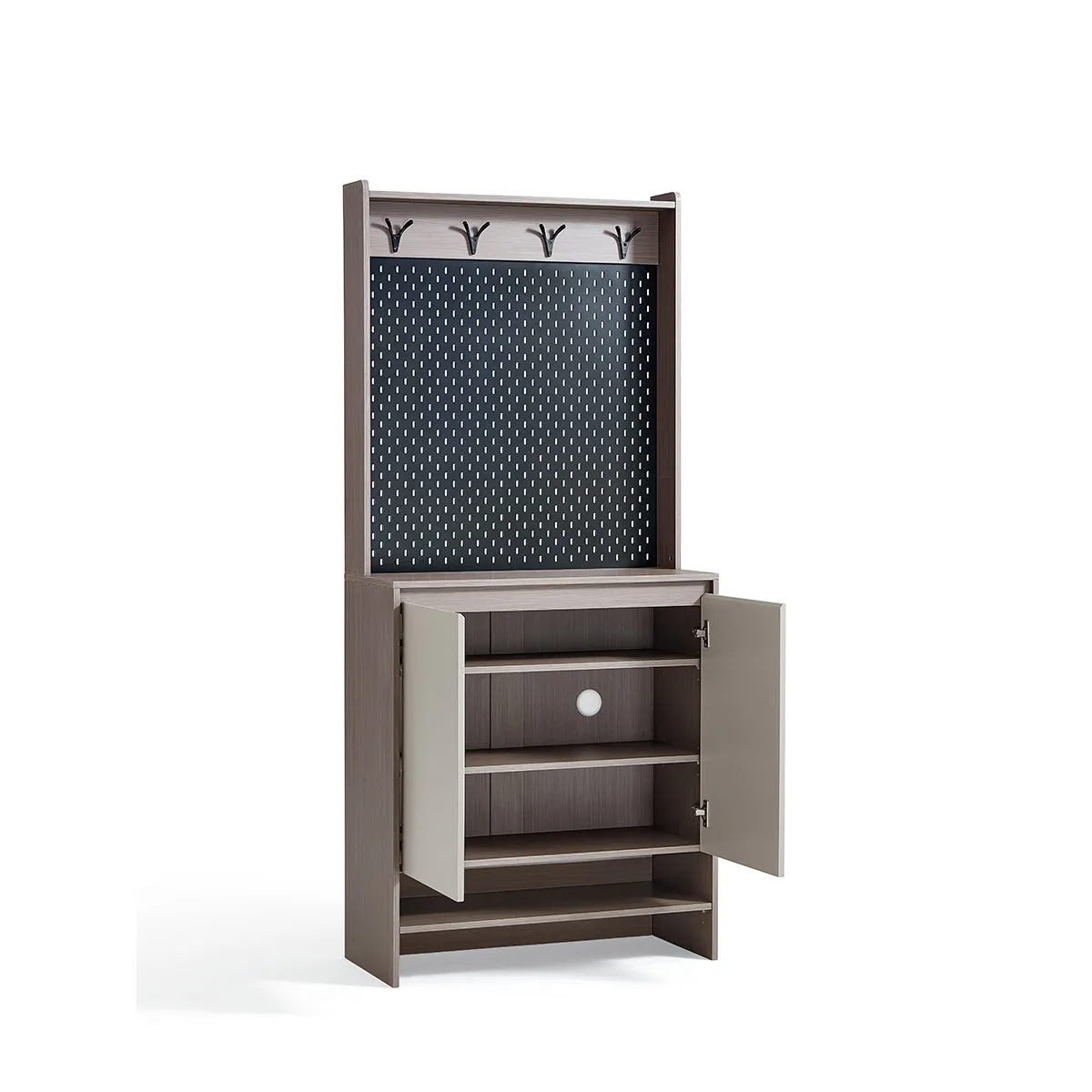 Cappuccino Taupe Shoe Cabinet with Coat Rack