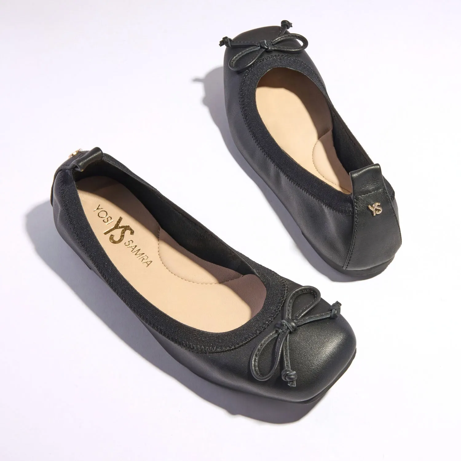 Caroline Ballet Flat in Black Leather