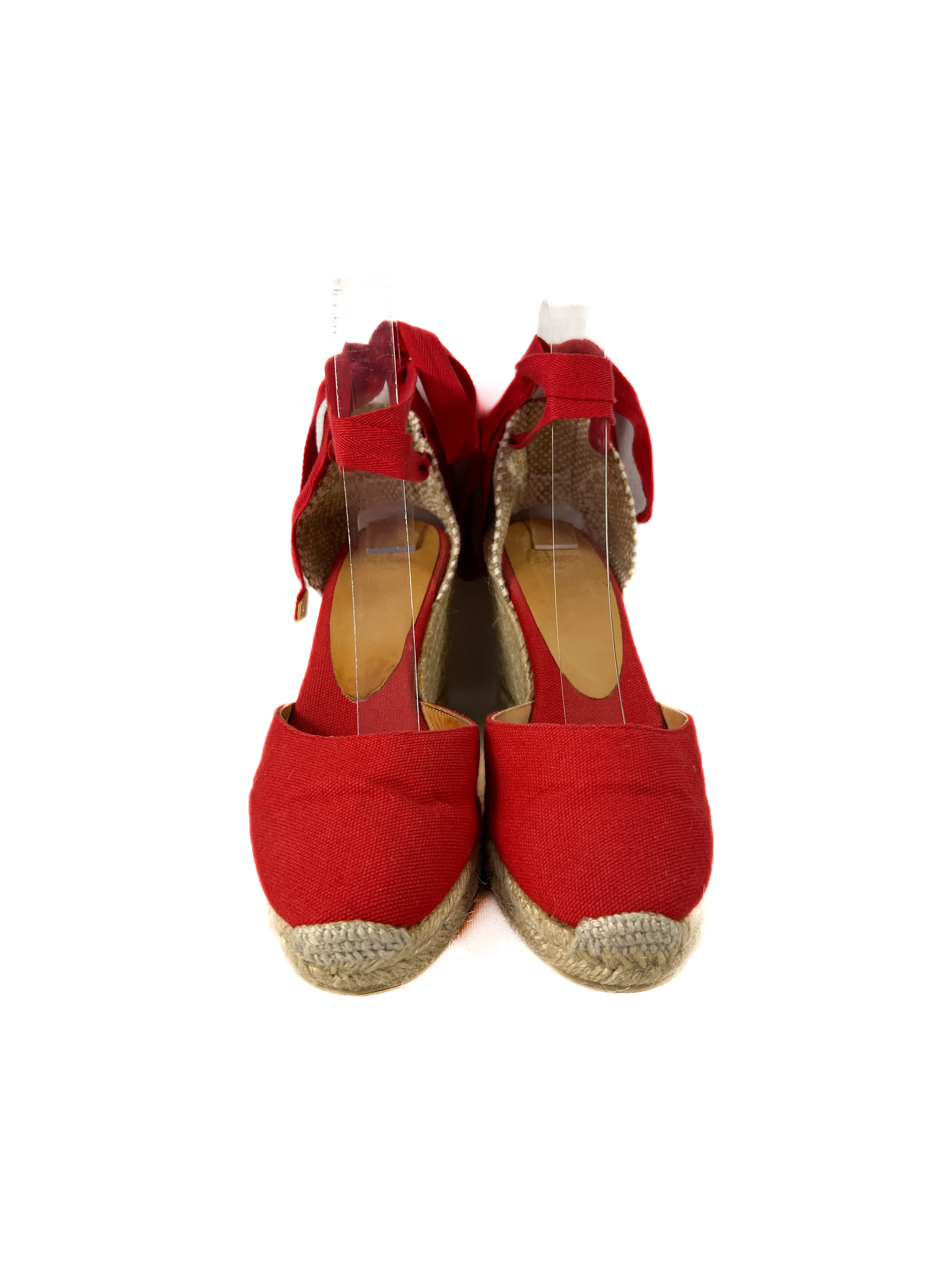 Castaner red canvas espadrille wedges size 38 (7.5)