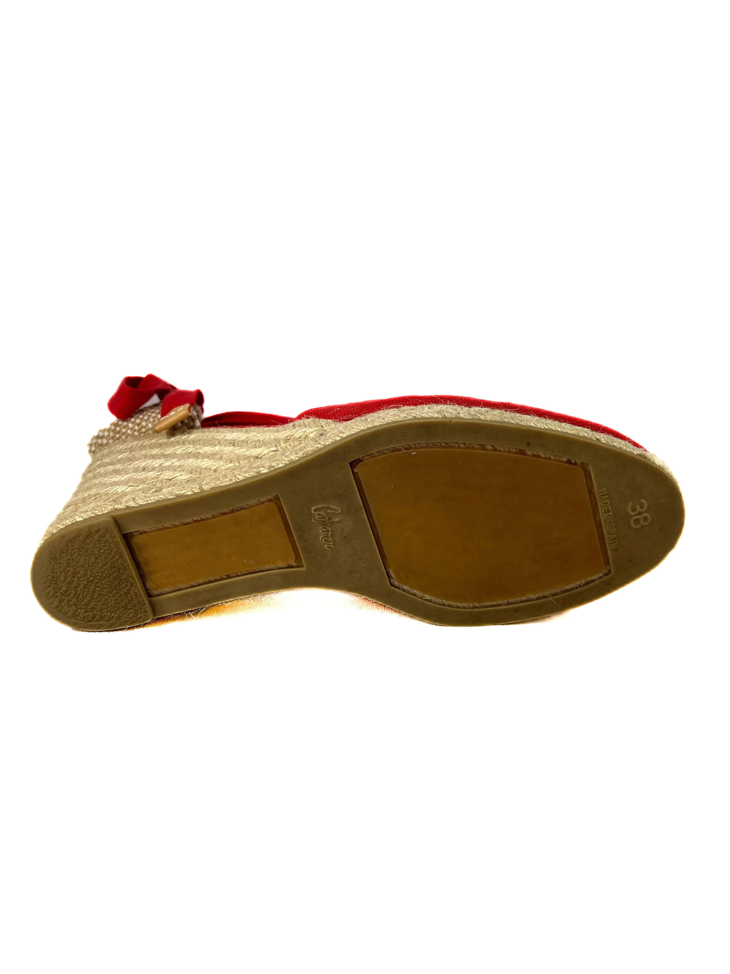 Castaner red canvas espadrille wedges size 38 (7.5)