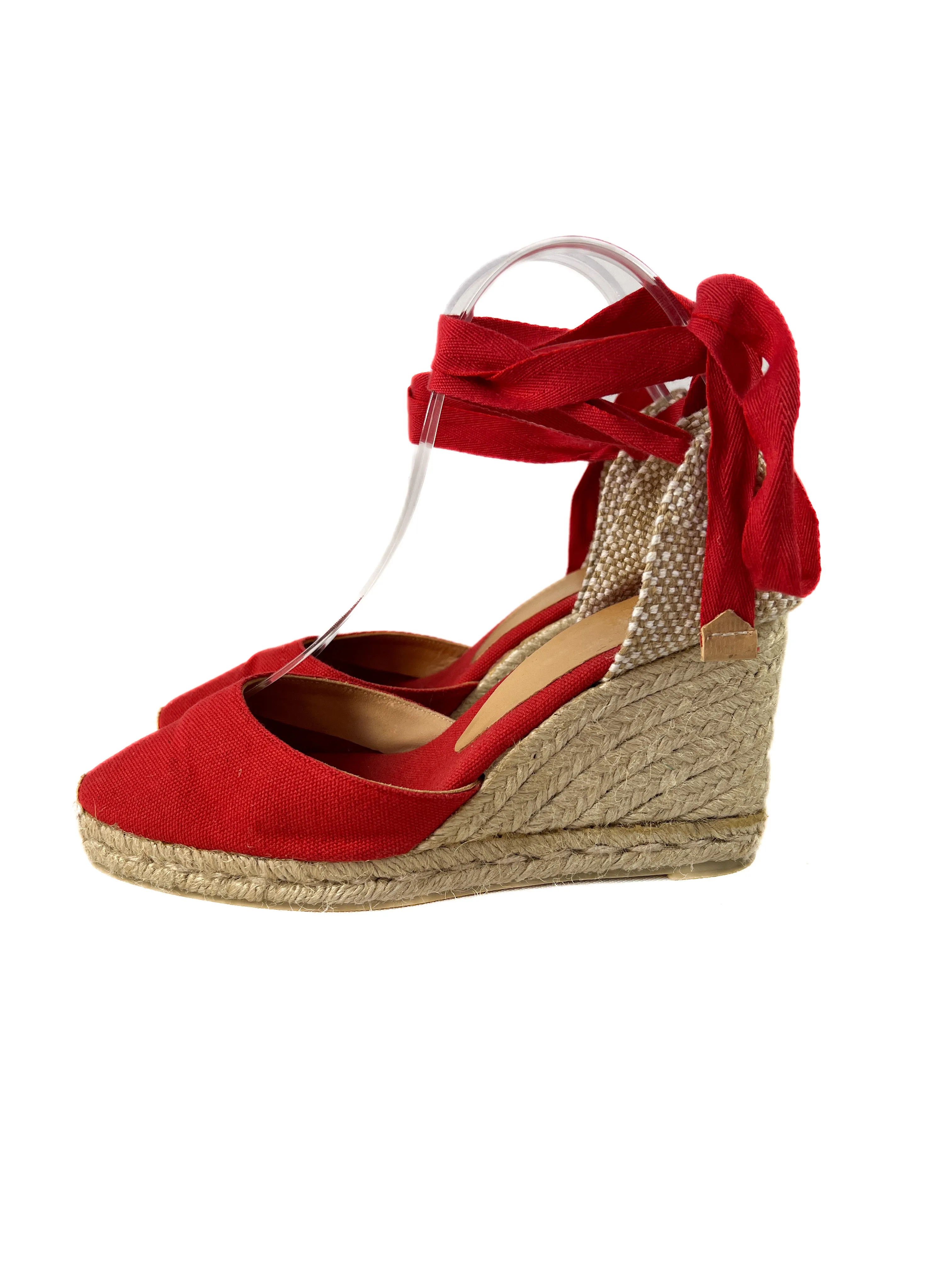 Castaner red canvas espadrille wedges size 38 (7.5)