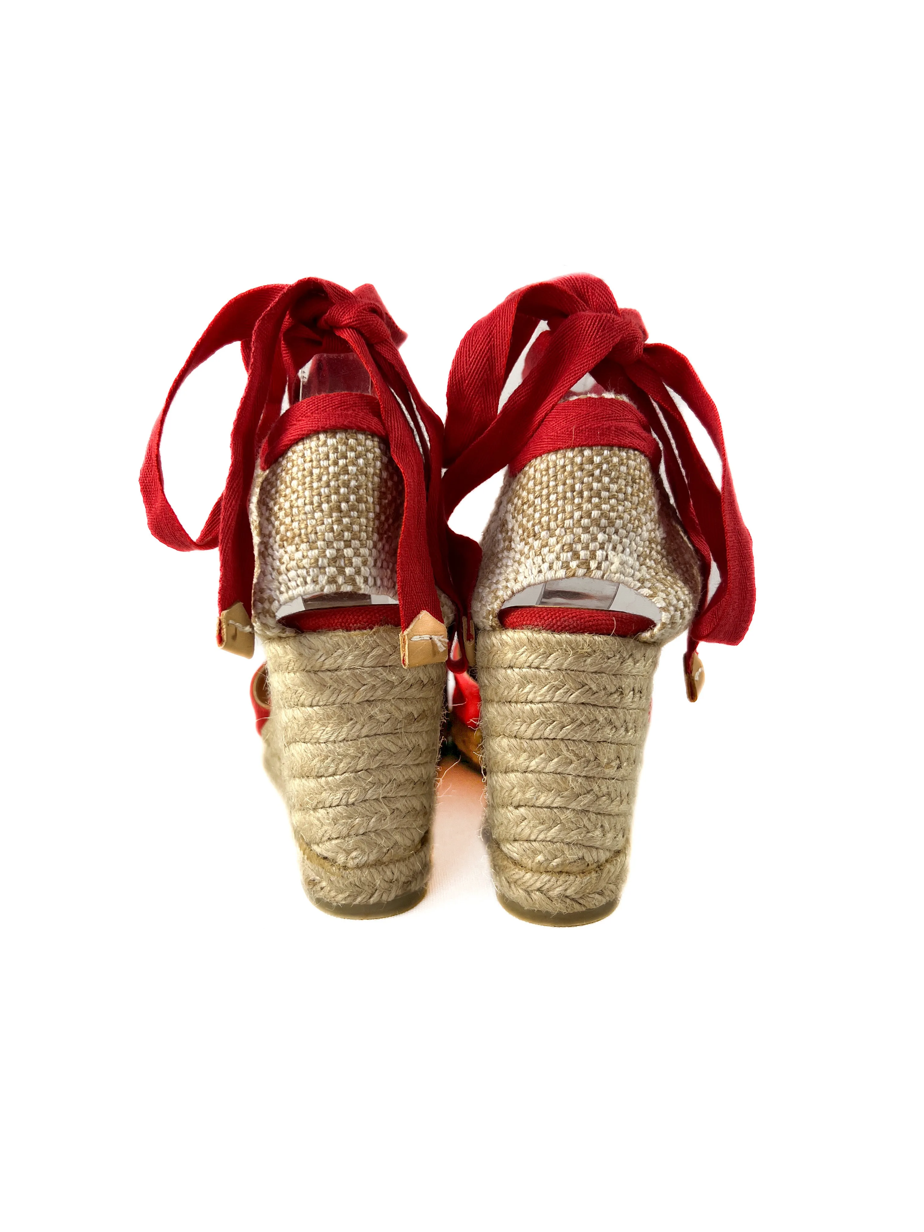 Castaner red canvas espadrille wedges size 38 (7.5)