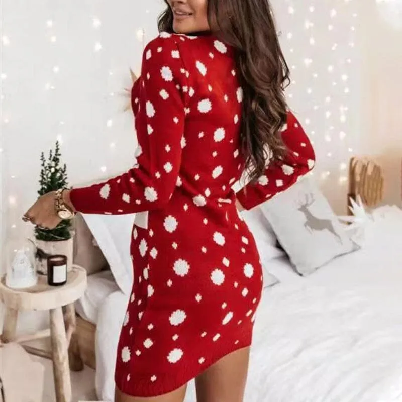 Christmas Print Sweater Dress