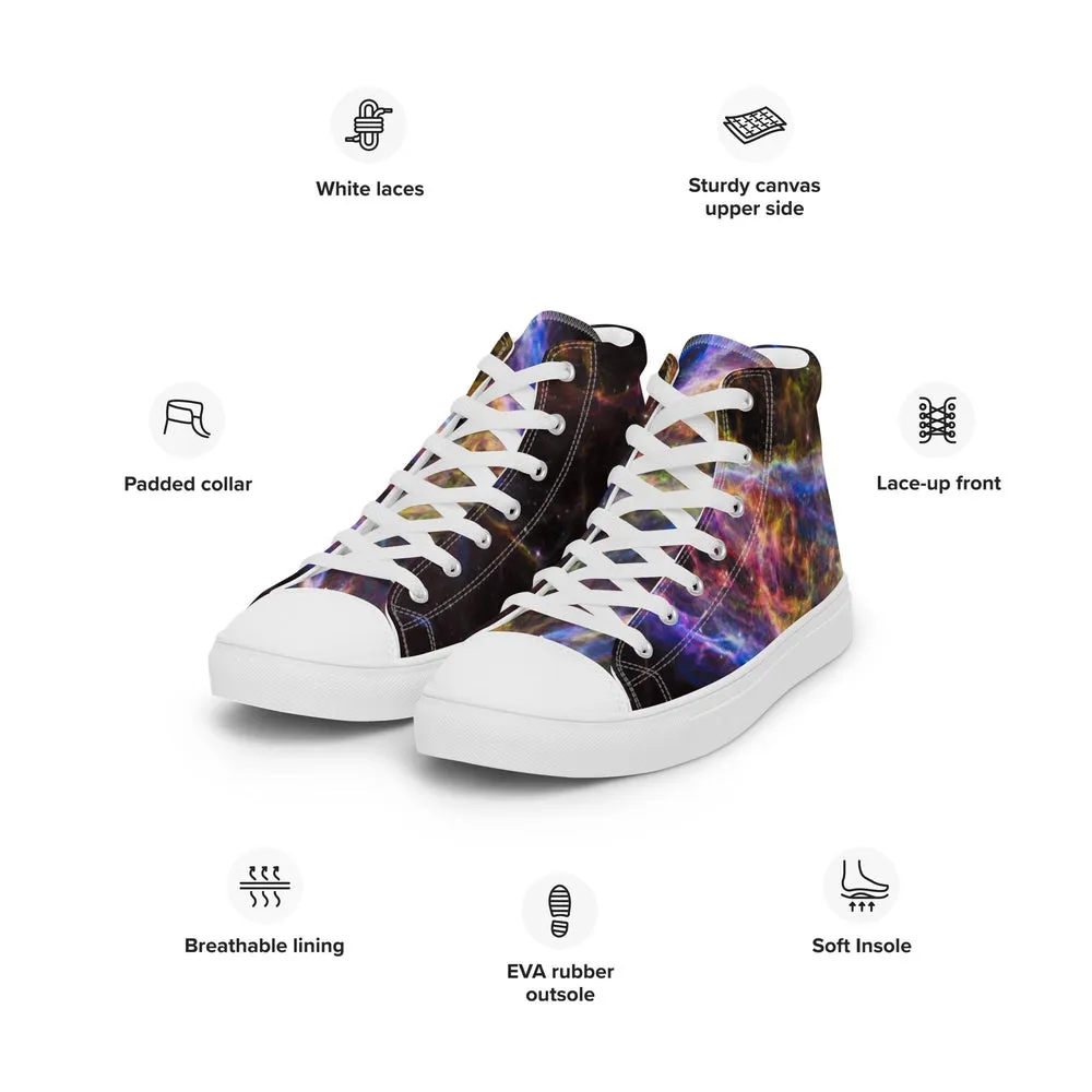 Cosmic Veil Nebula High Top Canvas Sneakers (Women's Sizing)