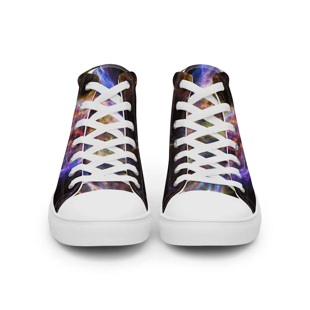 Cosmic Veil Nebula High Top Canvas Sneakers (Women's Sizing)