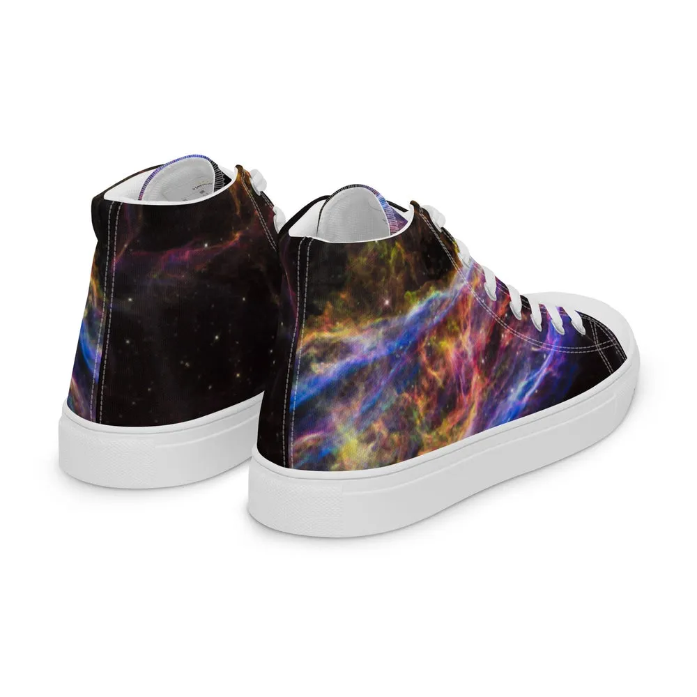 Cosmic Veil Nebula High Top Canvas Sneakers (Women's Sizing)