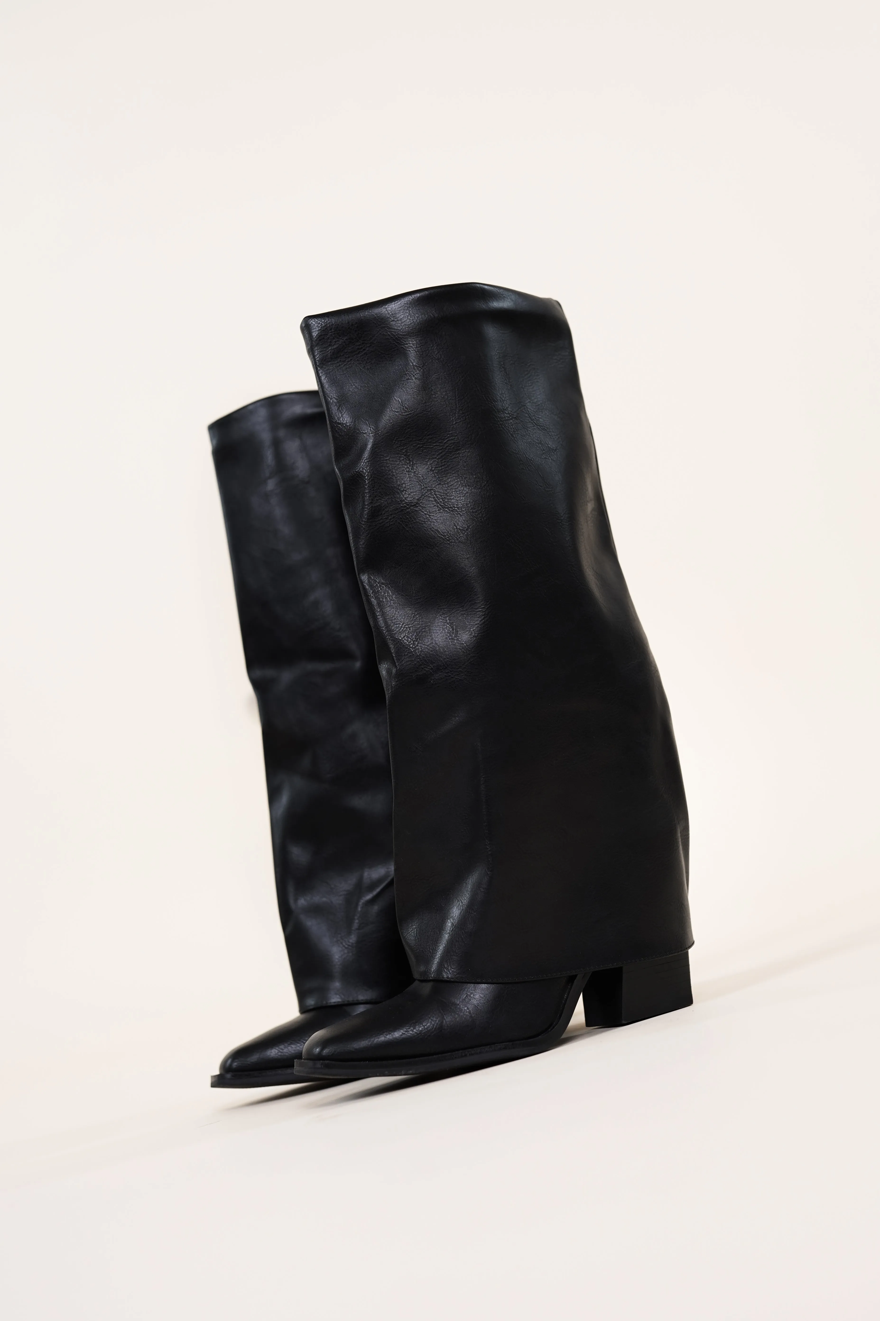 Cowboy boots met overslag zwart - Florine