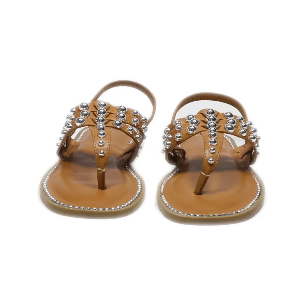 Crown Vintage Flat Sandals Leather Brown Colour For Women