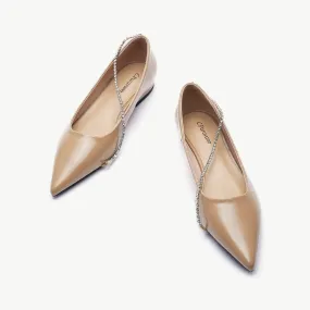 Crystal Chain Flats (Aida) Beige