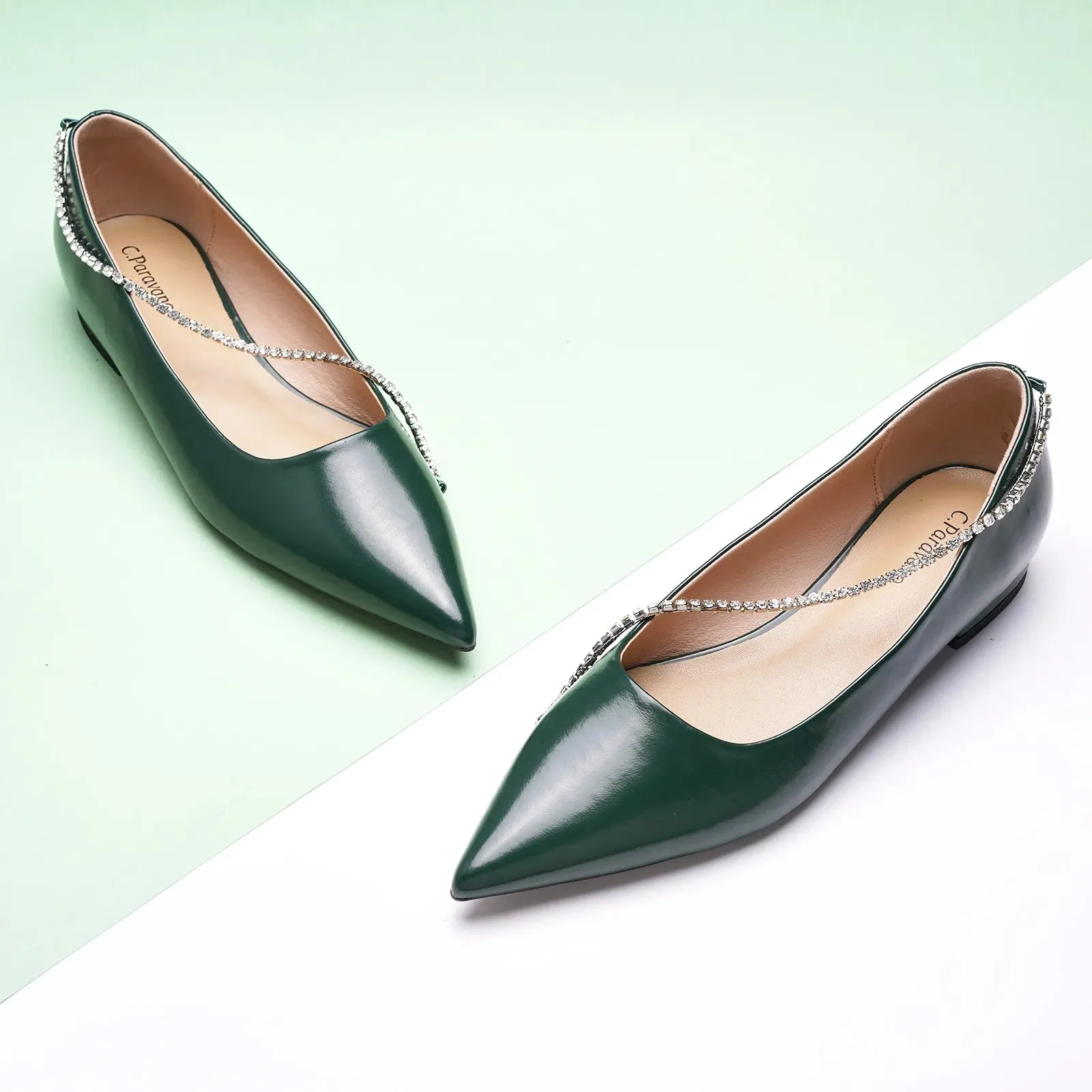 Crystal Chain Flats (Aida) Green