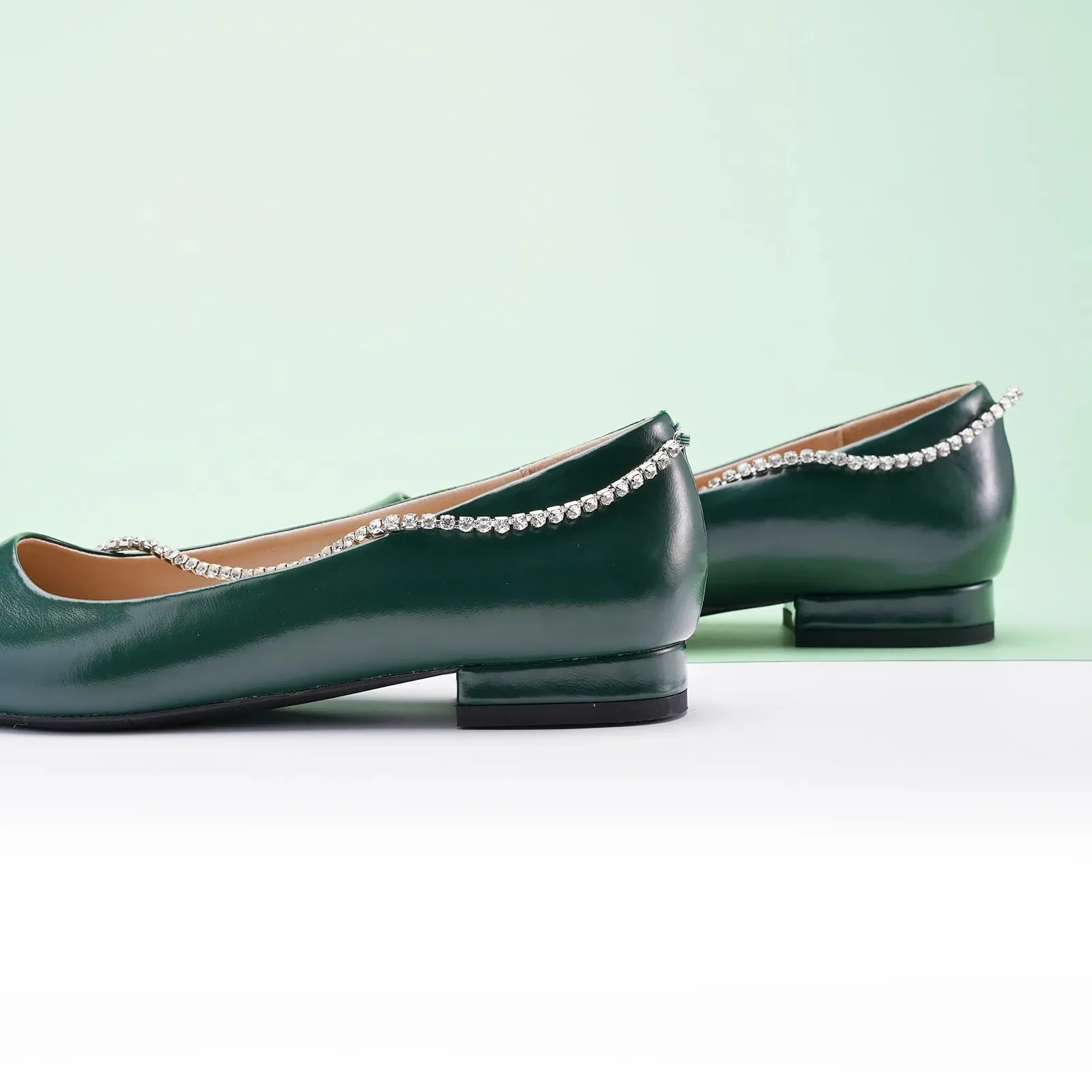 Crystal Chain Flats (Aida) Green