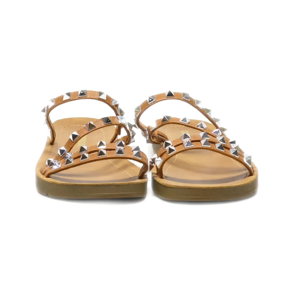 Cushionaire Flat Sandals Leather Brown Colour For Women