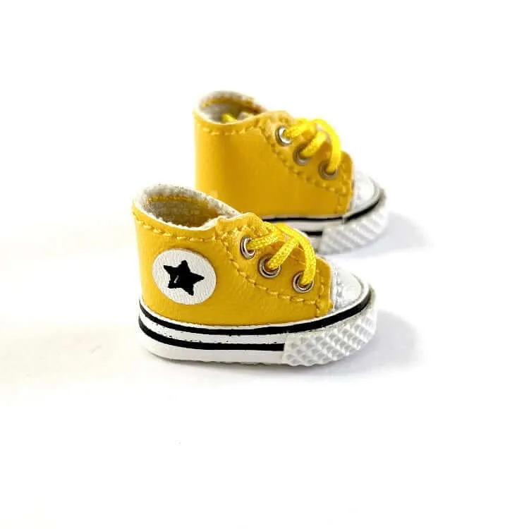 Doll shoes Barbie Doll trainers Yellow doll shoes Mini High tops