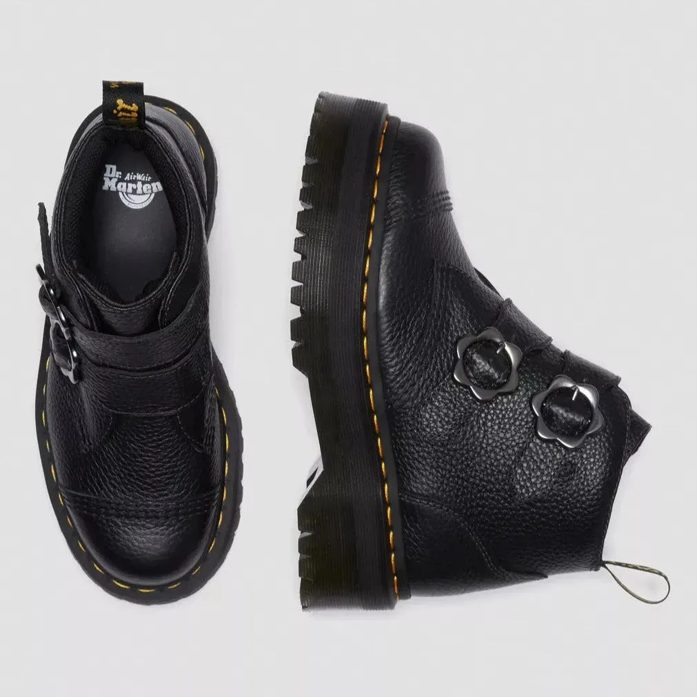 Dr. Martens Women's Devon Quad Flower Buckle - Black Milled Nappa