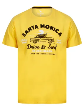 Drive Surf Motif Cotton Jersey T-Shirt in Golden Cream - South Shore