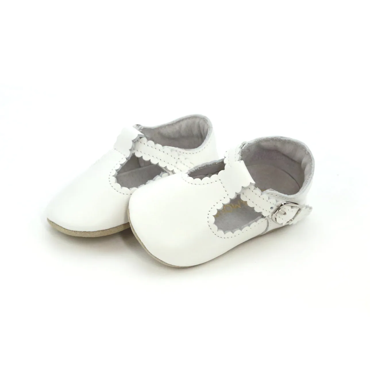 Elodie Girls Scalloped T-Strap Mary Jane Crib Shoe (Infant)