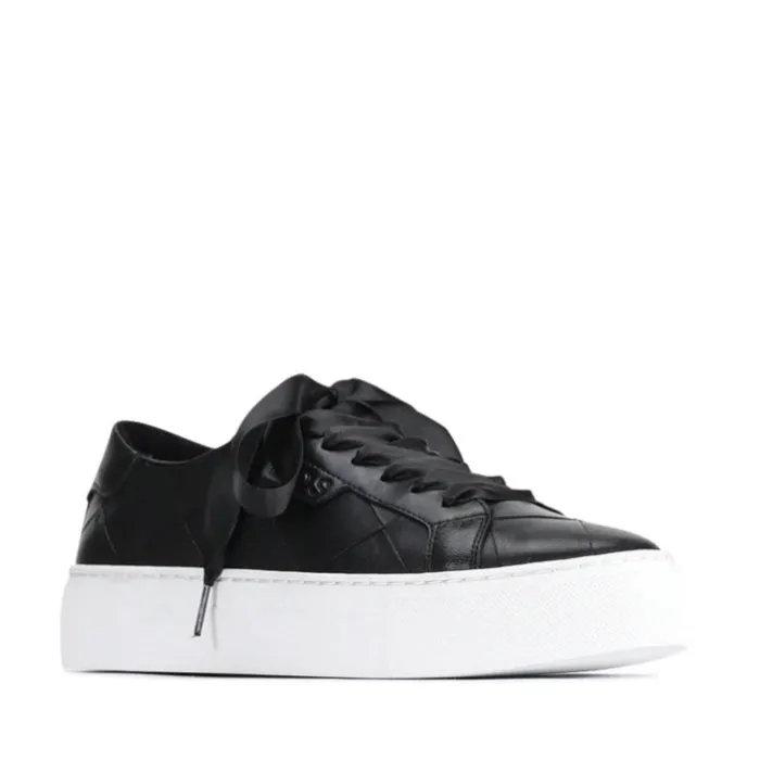 EOS Woven Platform Leather Womens Sneaker Black