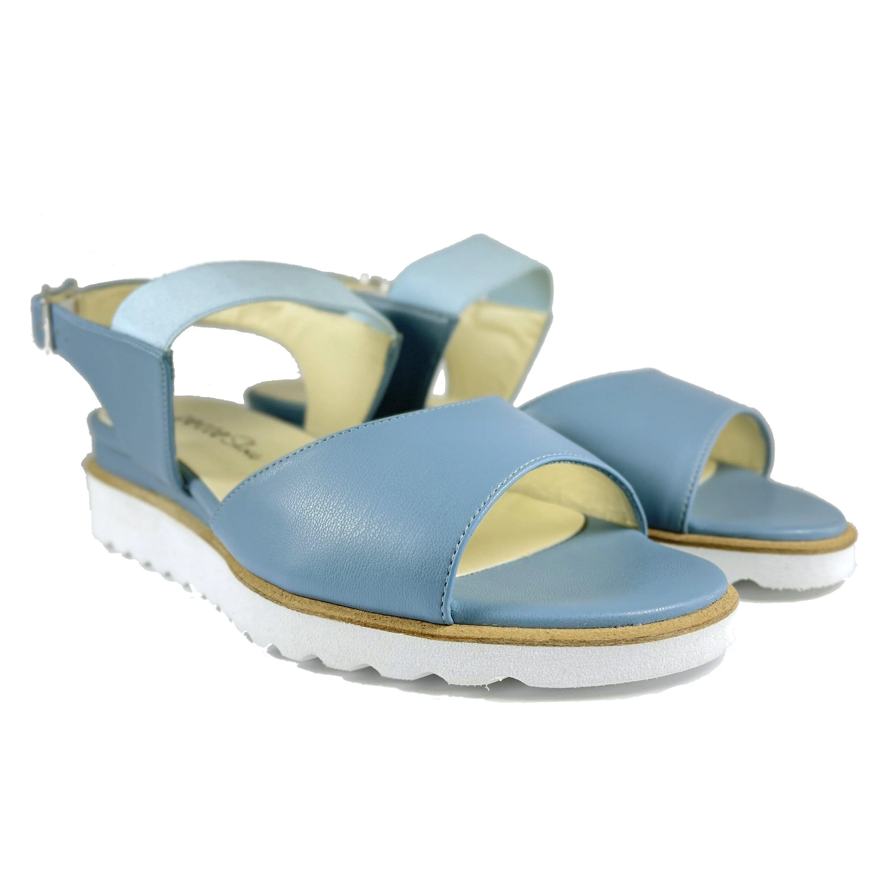 'Erica' low-platform vegan sandal by Zette Shoes - light blue