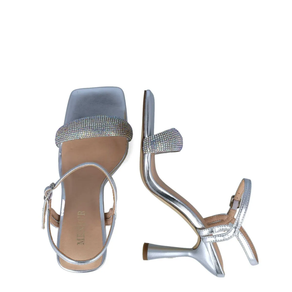 Fashion-Forward Silver Reflective Sandals for Occasions