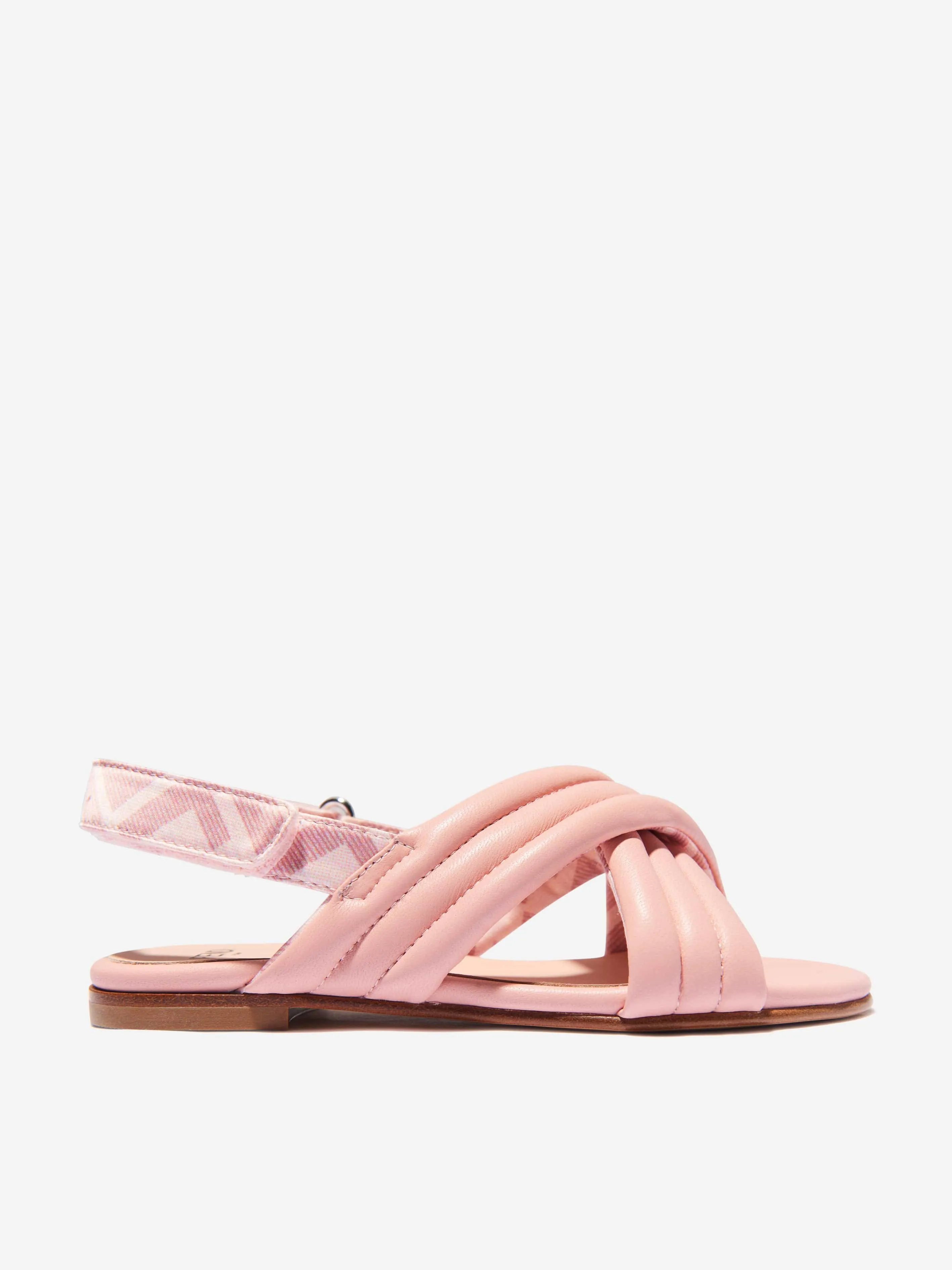 Fendi Girls Leather Logo Strap Sandals