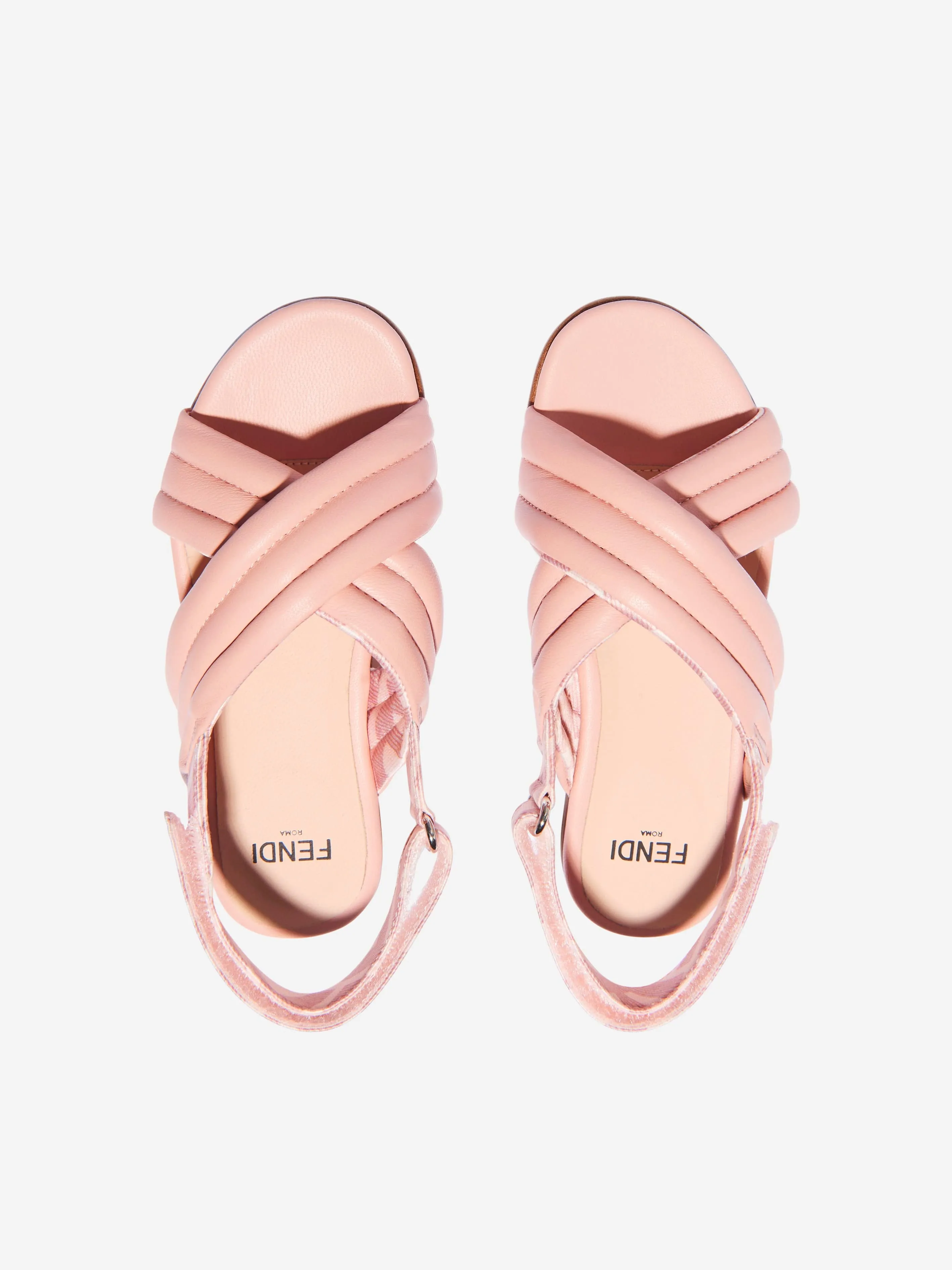 Fendi Girls Leather Logo Strap Sandals