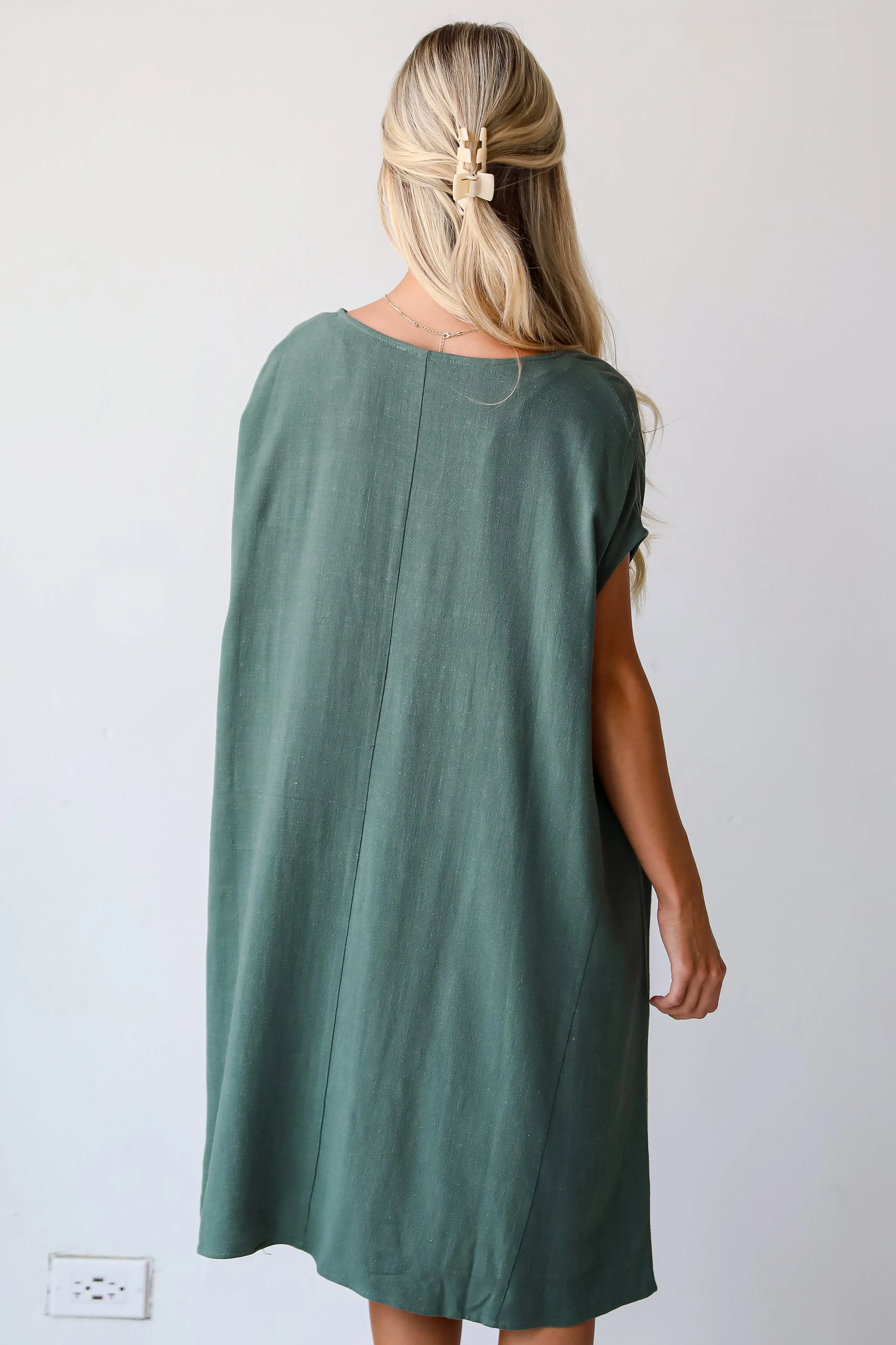 FINAL SALE - Perfect Vacation Teal Linen Midi Dress