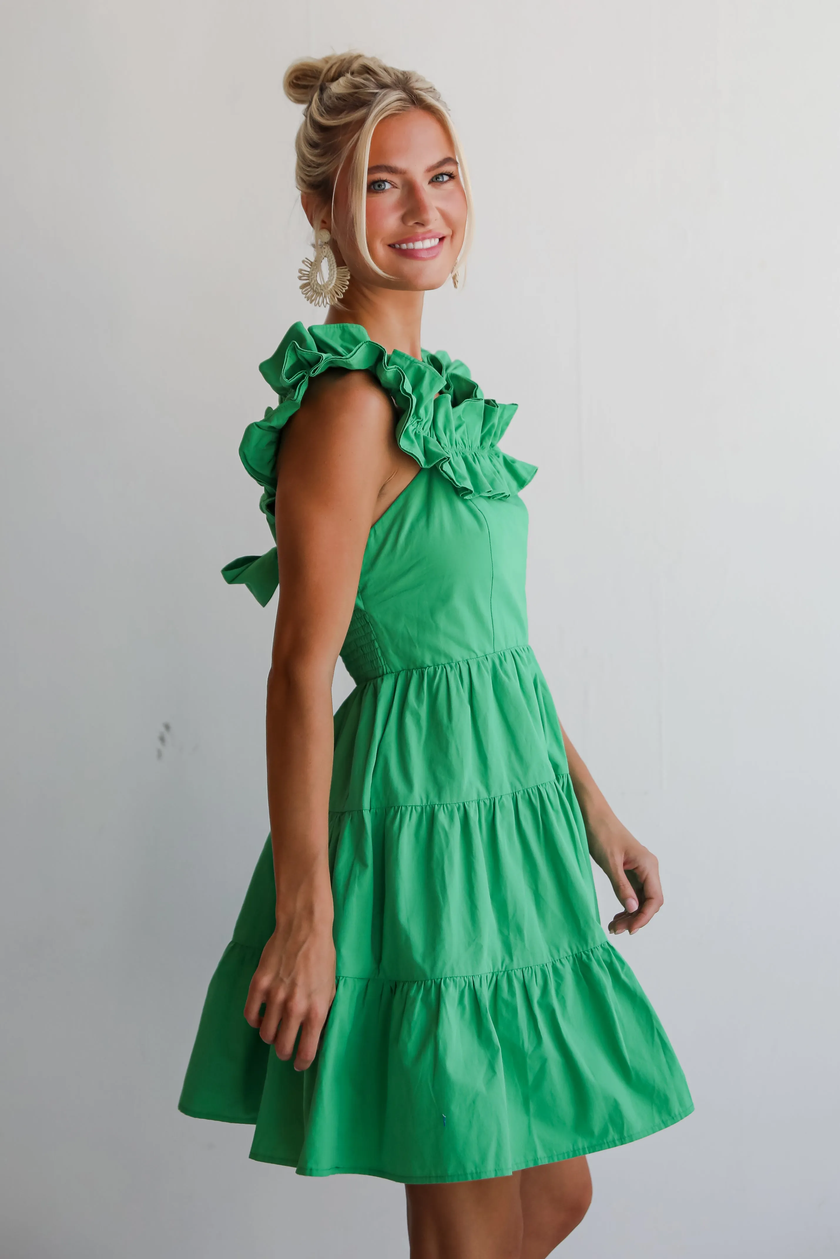 FINAL SALE - Sweet Existence Green Tiered Ruffle Mini Dress