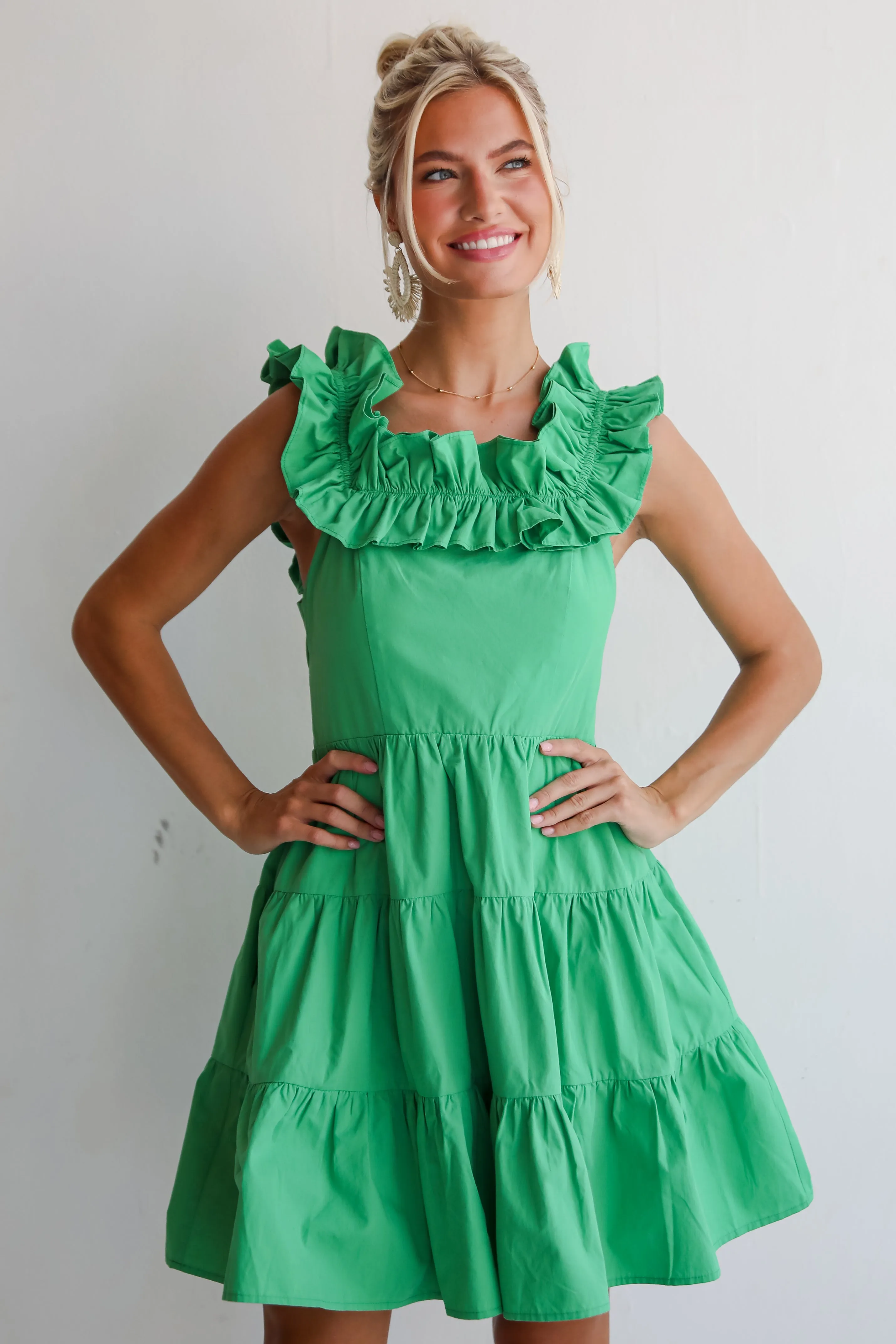 FINAL SALE - Sweet Existence Green Tiered Ruffle Mini Dress