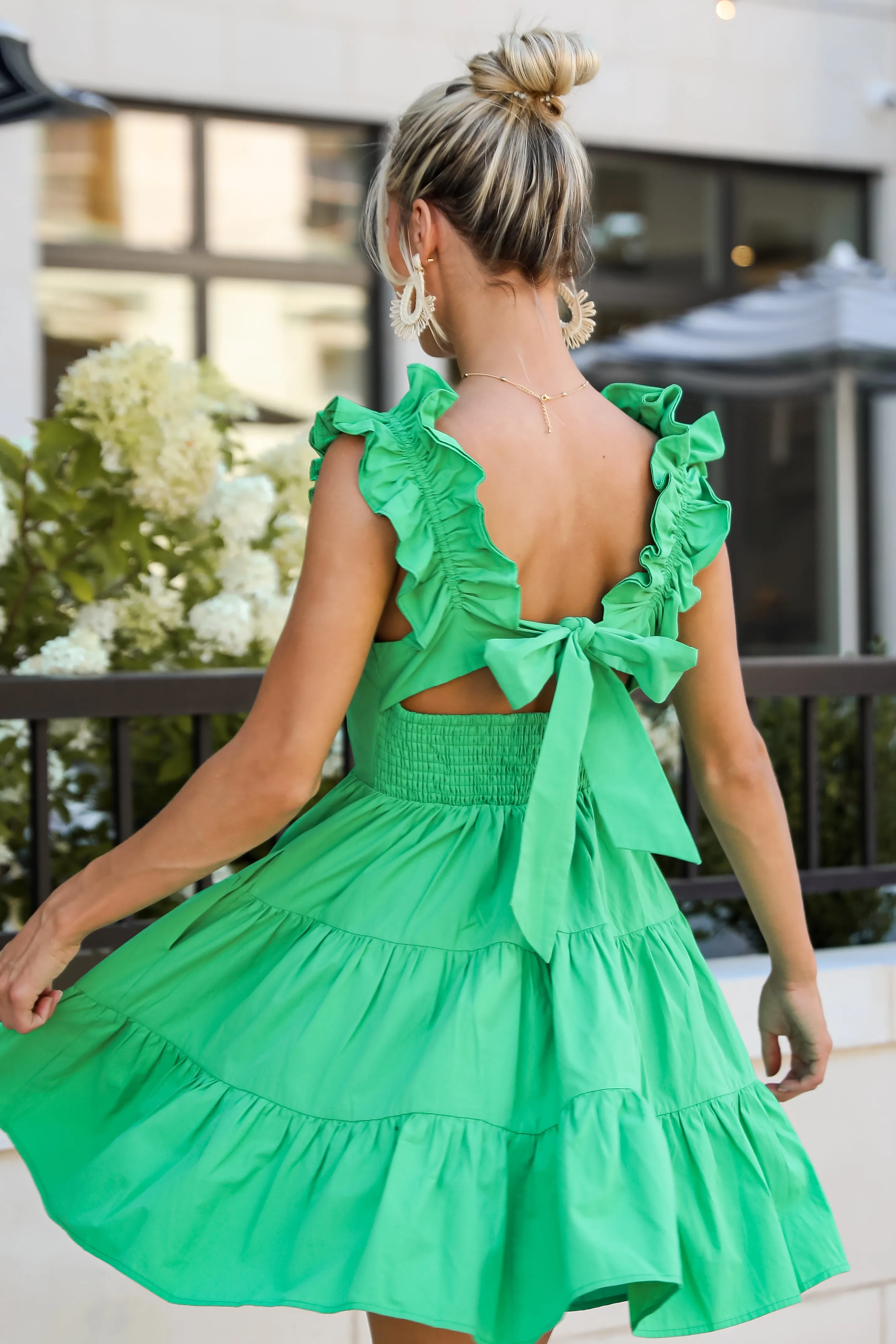 FINAL SALE - Sweet Existence Green Tiered Ruffle Mini Dress