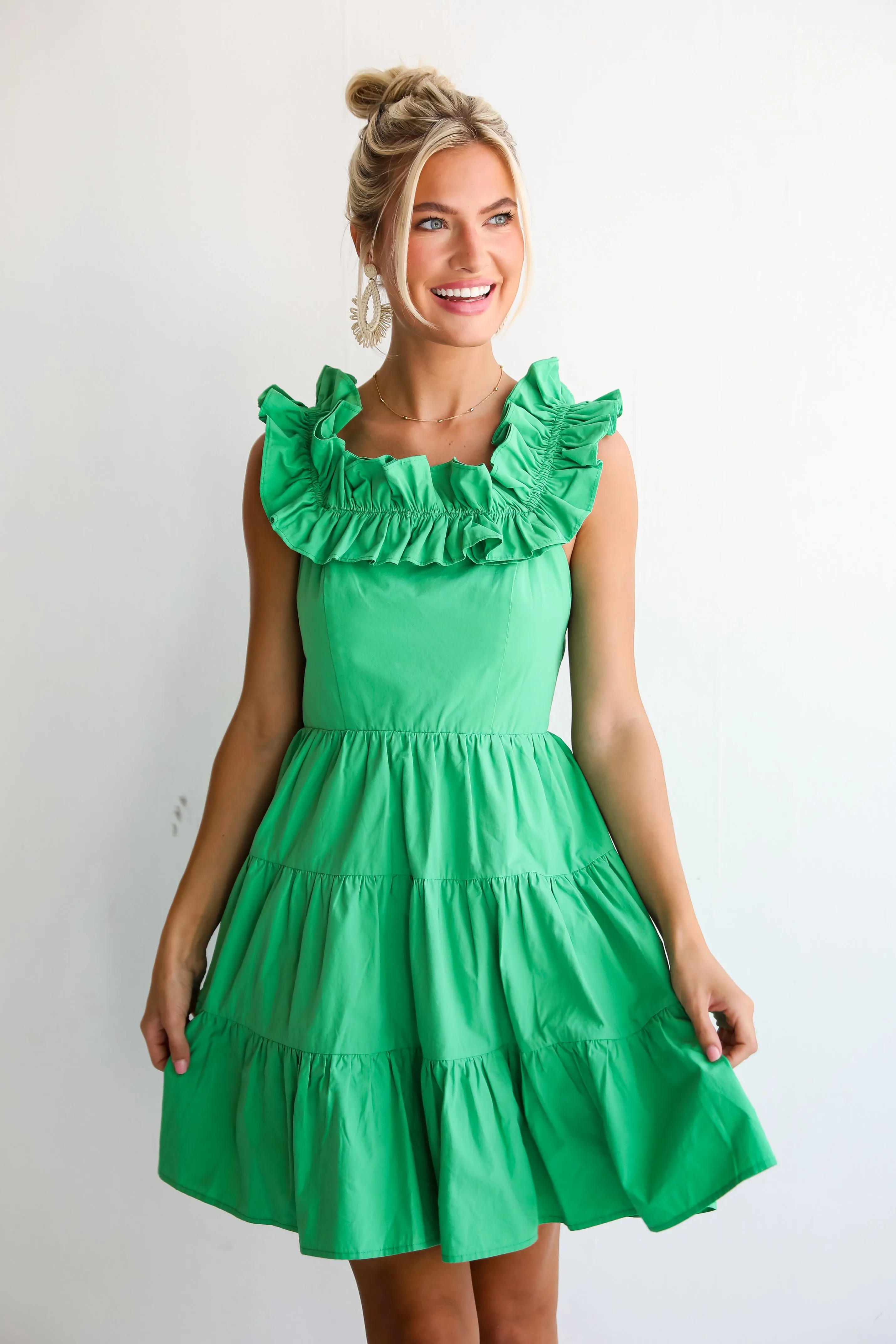 FINAL SALE - Sweet Existence Green Tiered Ruffle Mini Dress