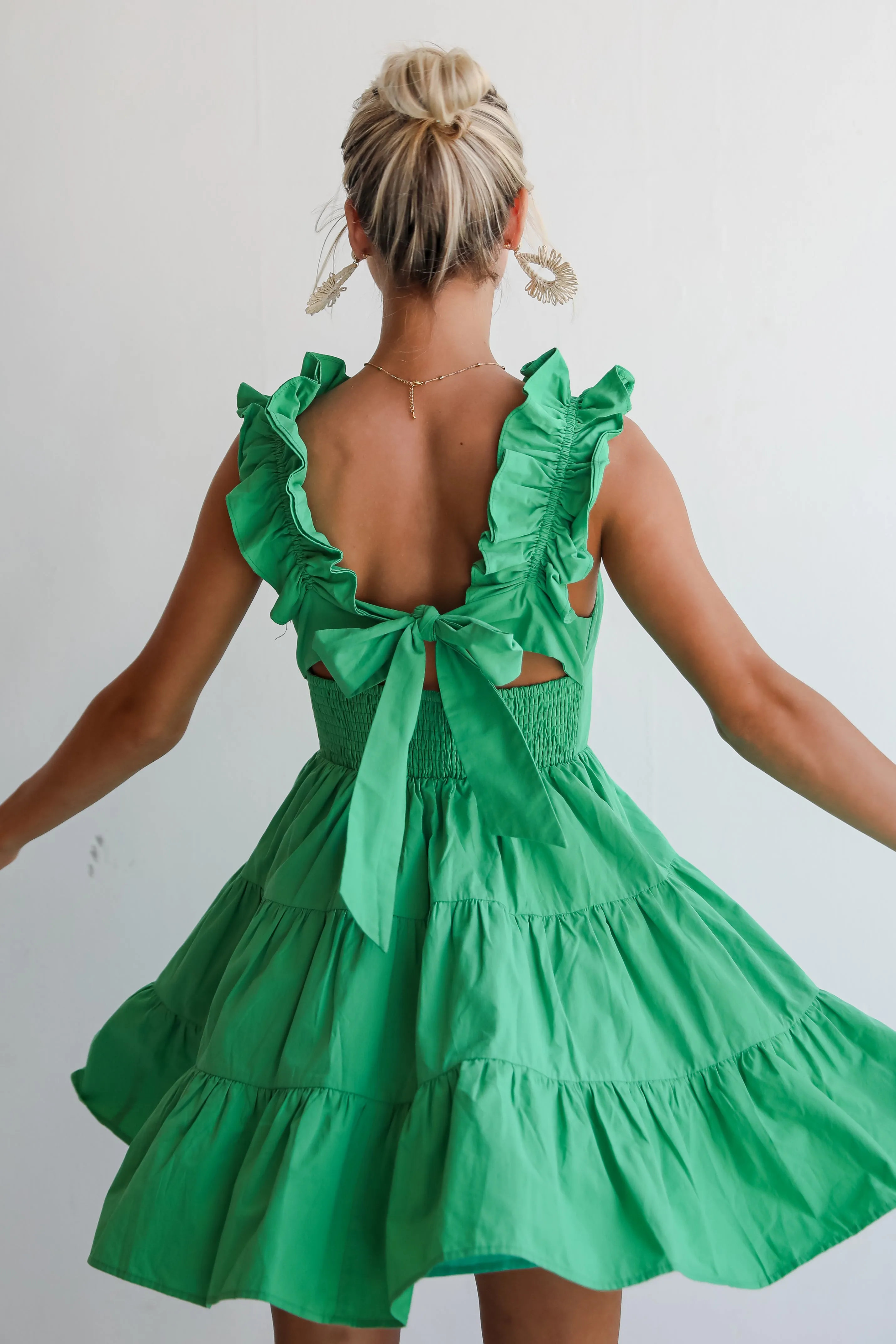 FINAL SALE - Sweet Existence Green Tiered Ruffle Mini Dress