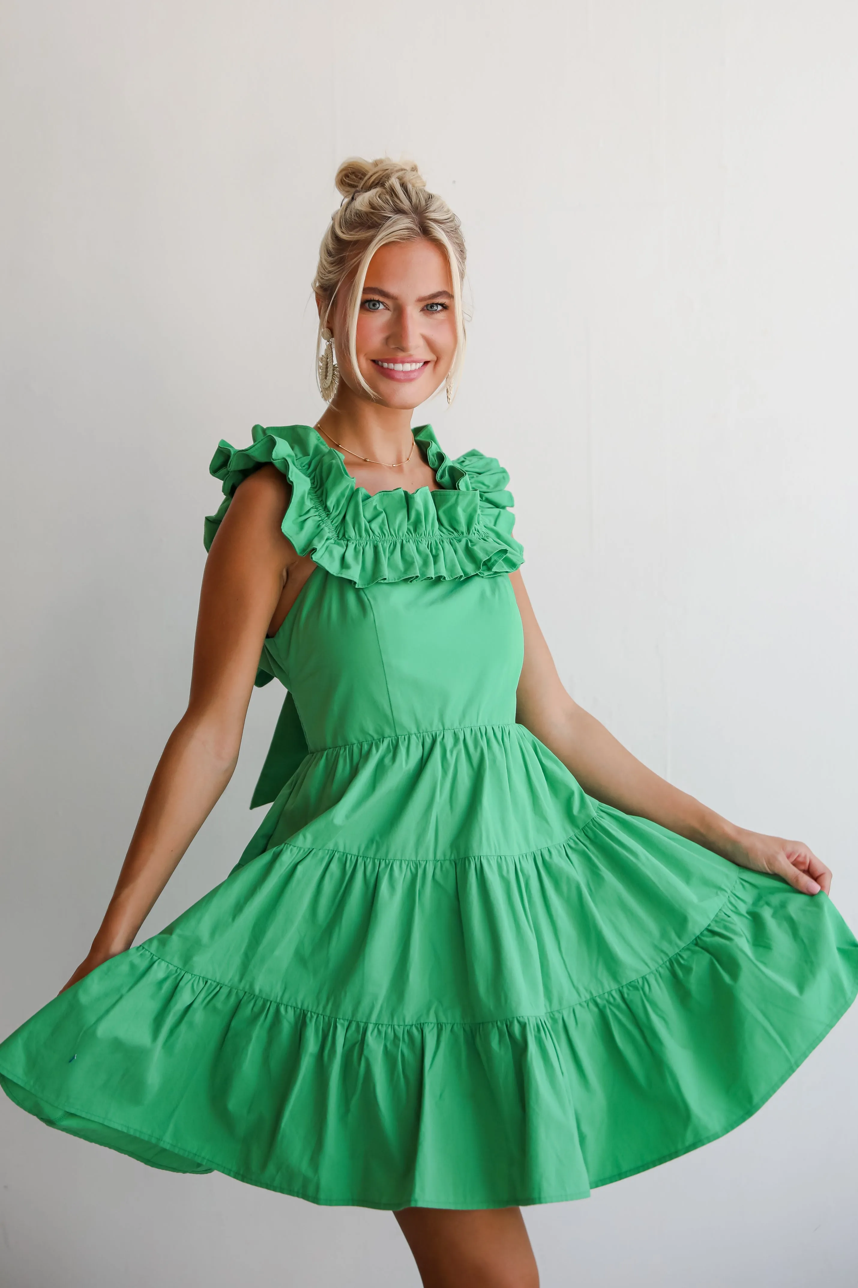 FINAL SALE - Sweet Existence Green Tiered Ruffle Mini Dress