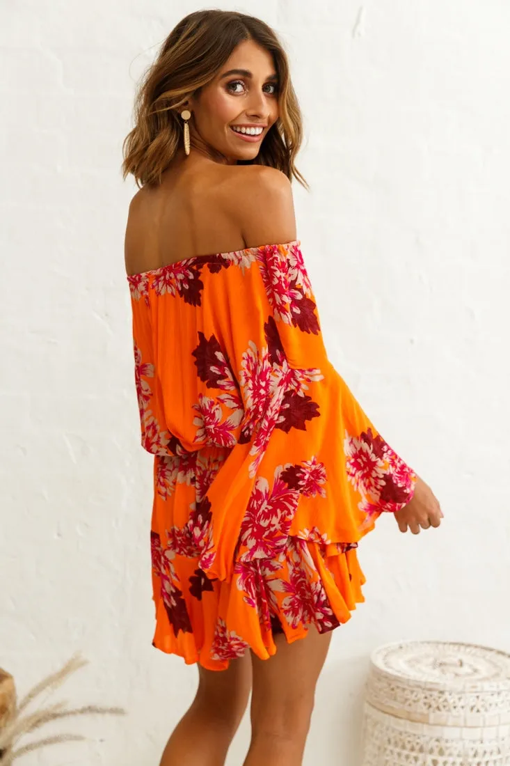 Fiona Drawstring Waist Romper Orange