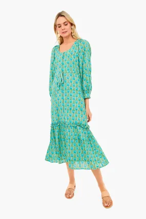 Frida Blue Green Lucy Long Sleeve Dress