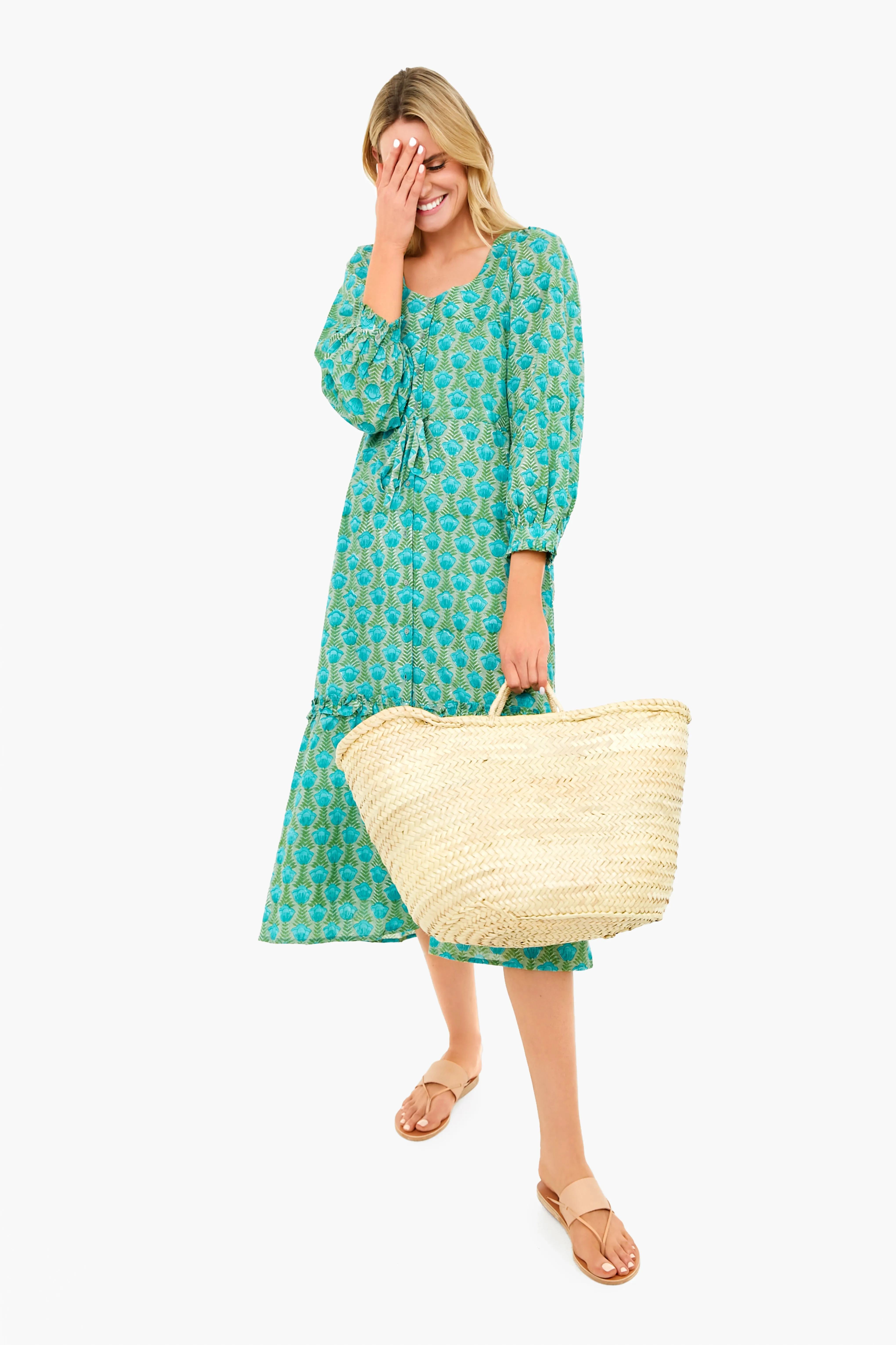 Frida Blue Green Lucy Long Sleeve Dress