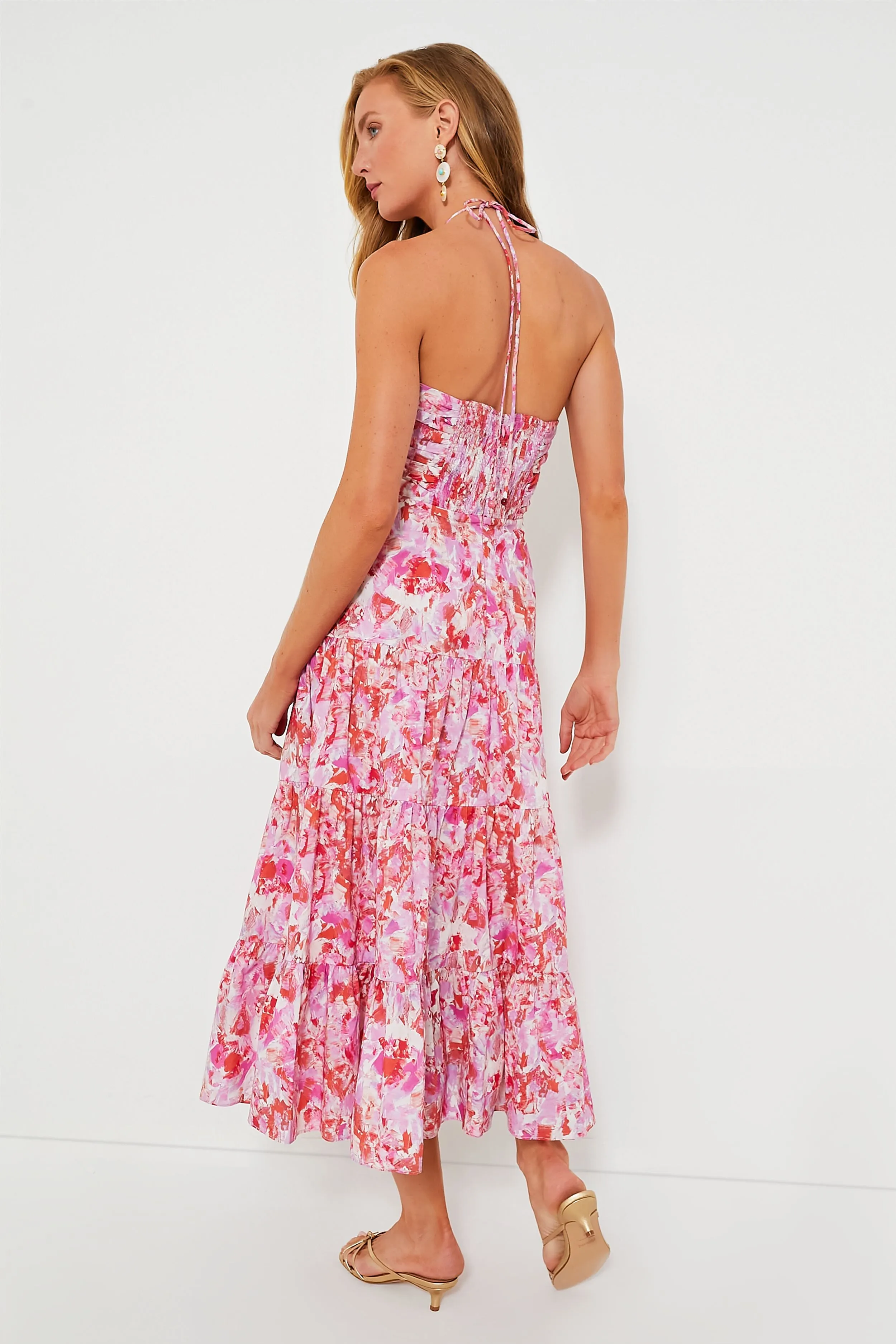 Fuschia Brushstrokes Aurora Midi Dress