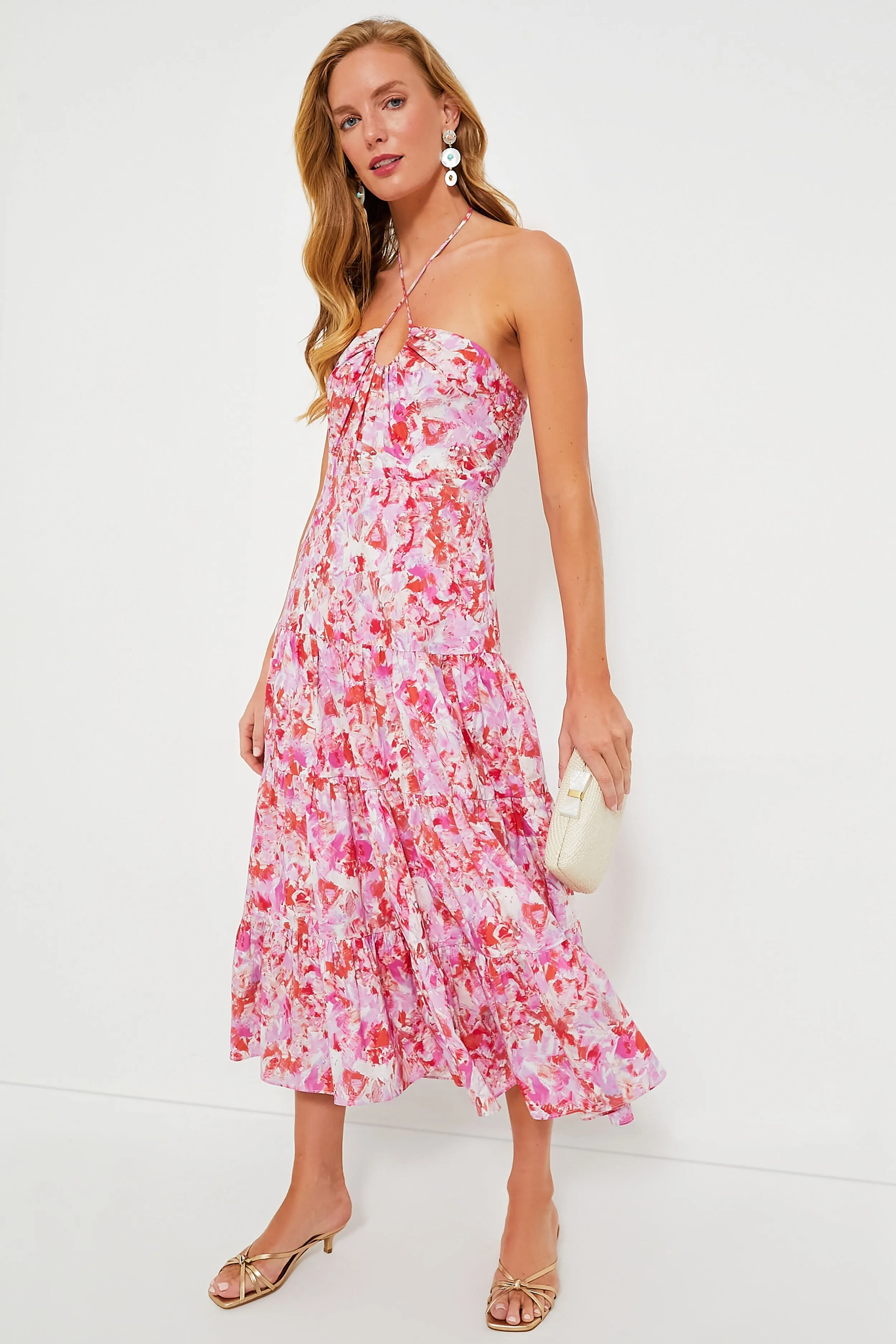 Fuschia Brushstrokes Aurora Midi Dress