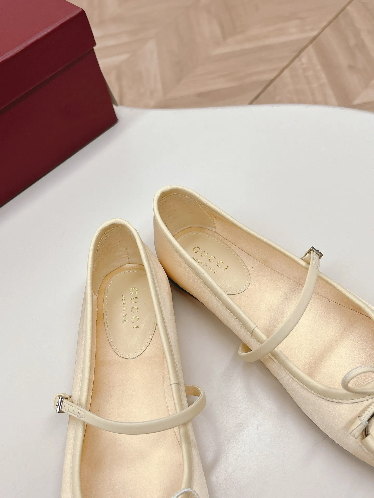 GG BALLET FLAT LIGHT CREAM SILK