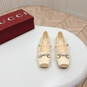 GG BALLET FLAT LIGHT CREAM SILK