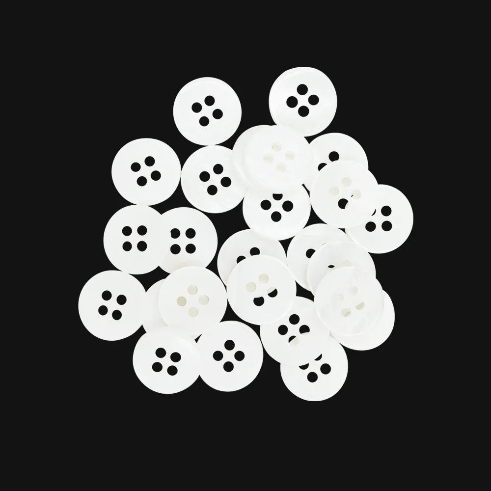 Glossy White 4-Hole Natural Buttons for Men/Women/Kids Shirt/Kurta